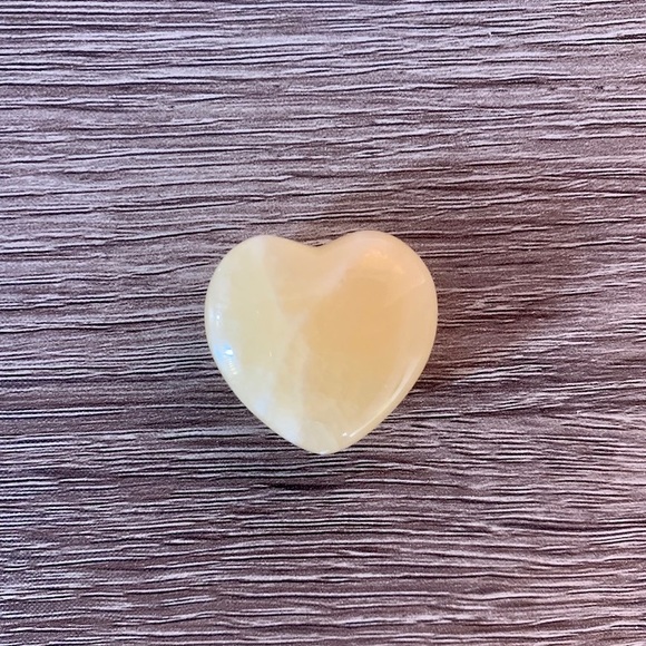 Heart Shaped Yellow Calcite Meditation Palm Stone - Picture 3 of 4